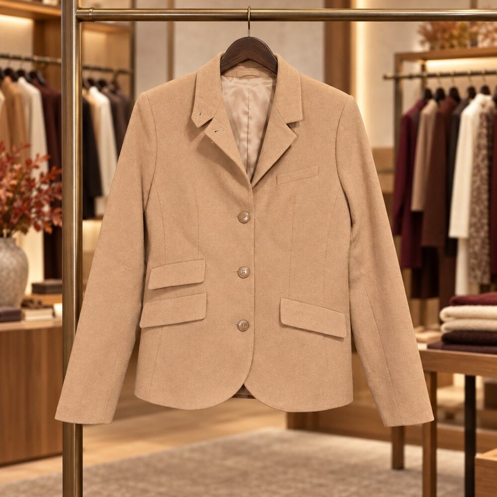 Quince Italian Wool Blazer Small Warm Camel 4-Pocket Tailored Jacket Workwear